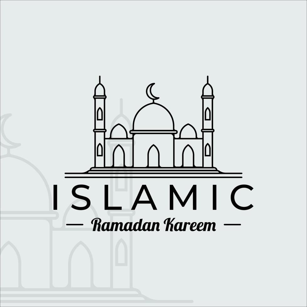 mezquita islámica logo línea arte simple minimalista vector ilustración plantilla icono diseño gráfico