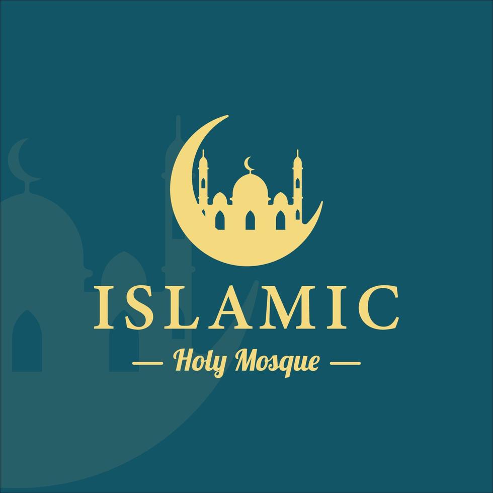 silhouette mosque and half moon creative logo vector illustration template icon graphic design