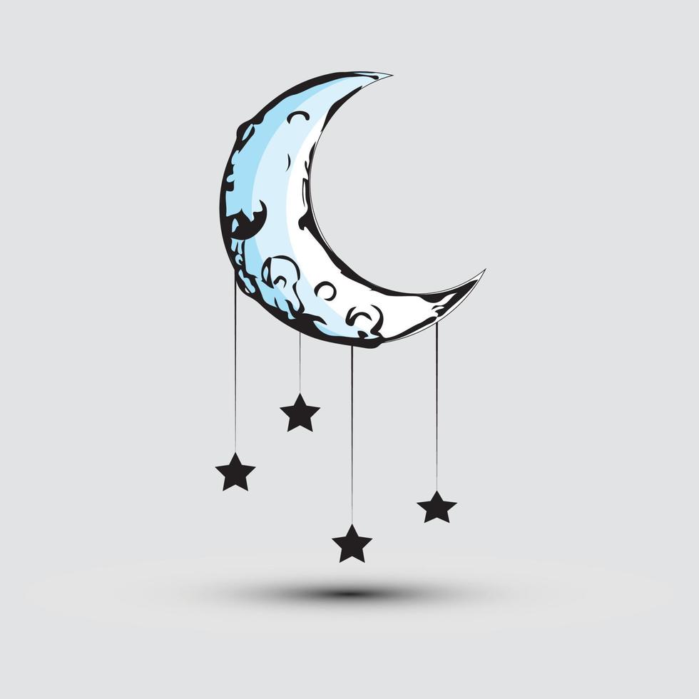 Comic style moon stars background design vector