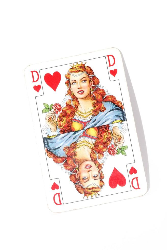 playing card queen of hearts from deck full view photo
