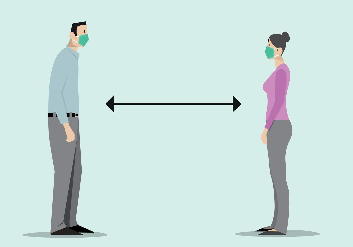 People keeping distance for infection risk and disease. vector