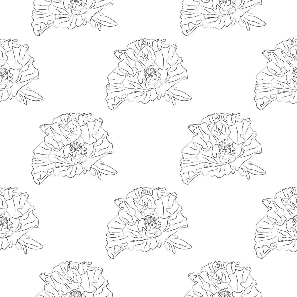 fondo floral abstracto blanco transparente con flores de línea blanca. fondo floral de vector de arte de línea. textil botánico