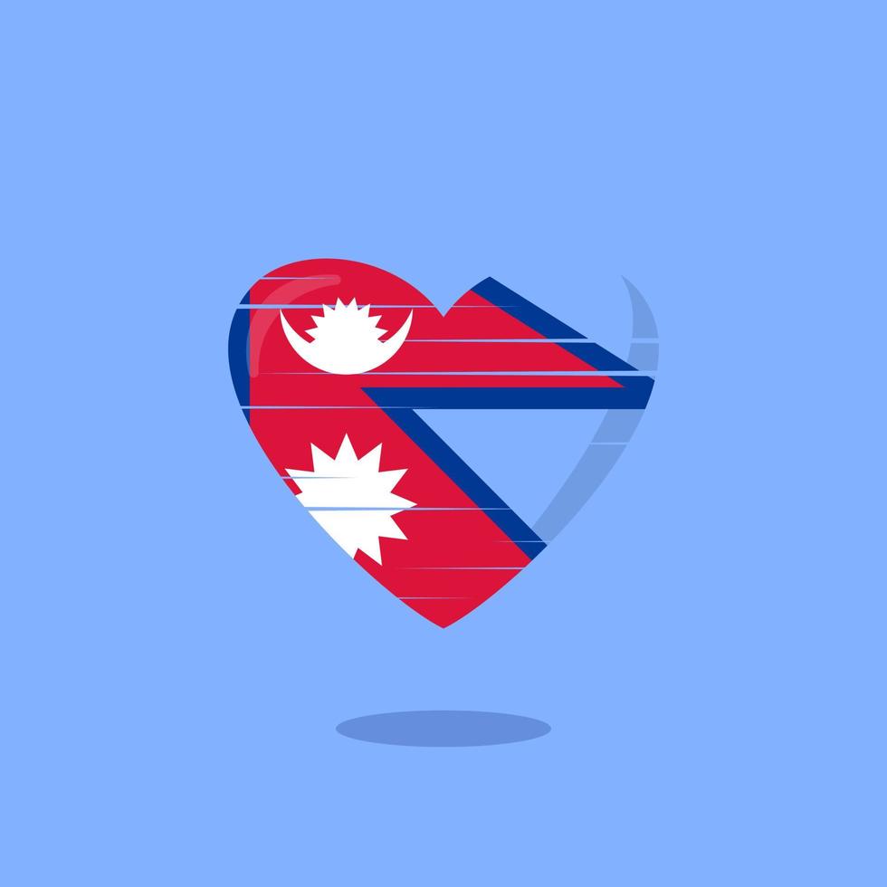 Nepal flag shaped love illustration vector