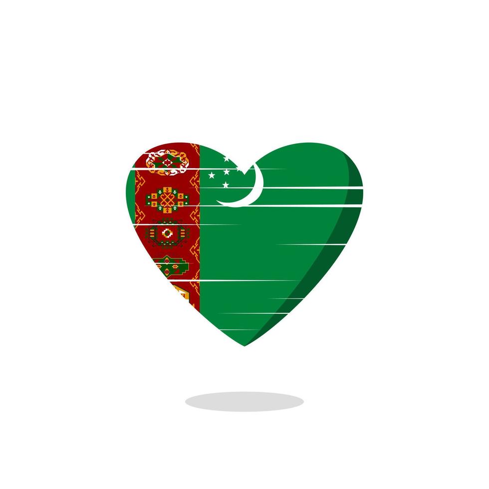 ilustración de amor en forma de bandera de turkmenistán vector