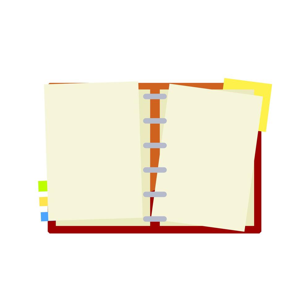 Diary for writing with stickers and details vector