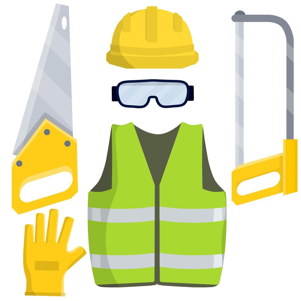 Set of clothes Builder and worker. vector