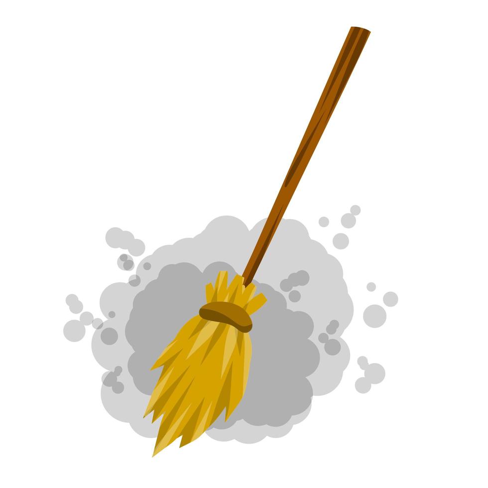 Broom. Rustic item for house cleaning. element of witch. vector