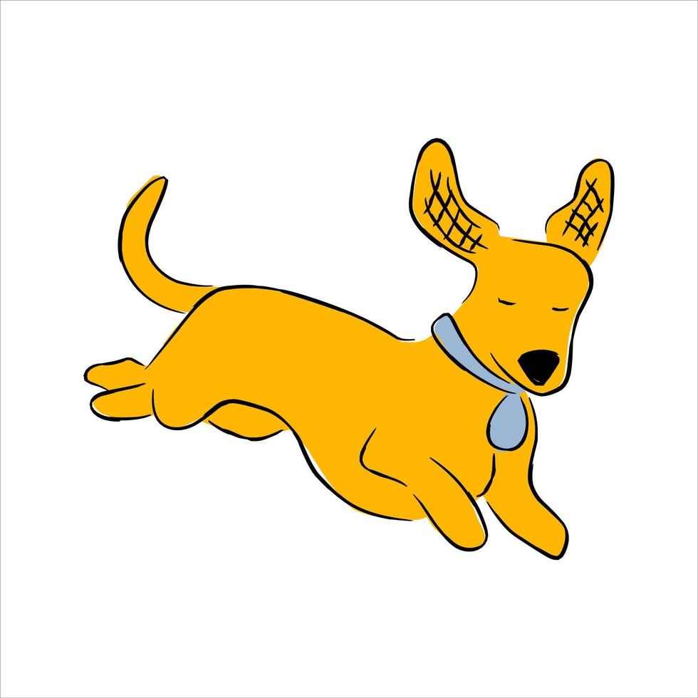 Cute cartoon puppy dachshund running vector