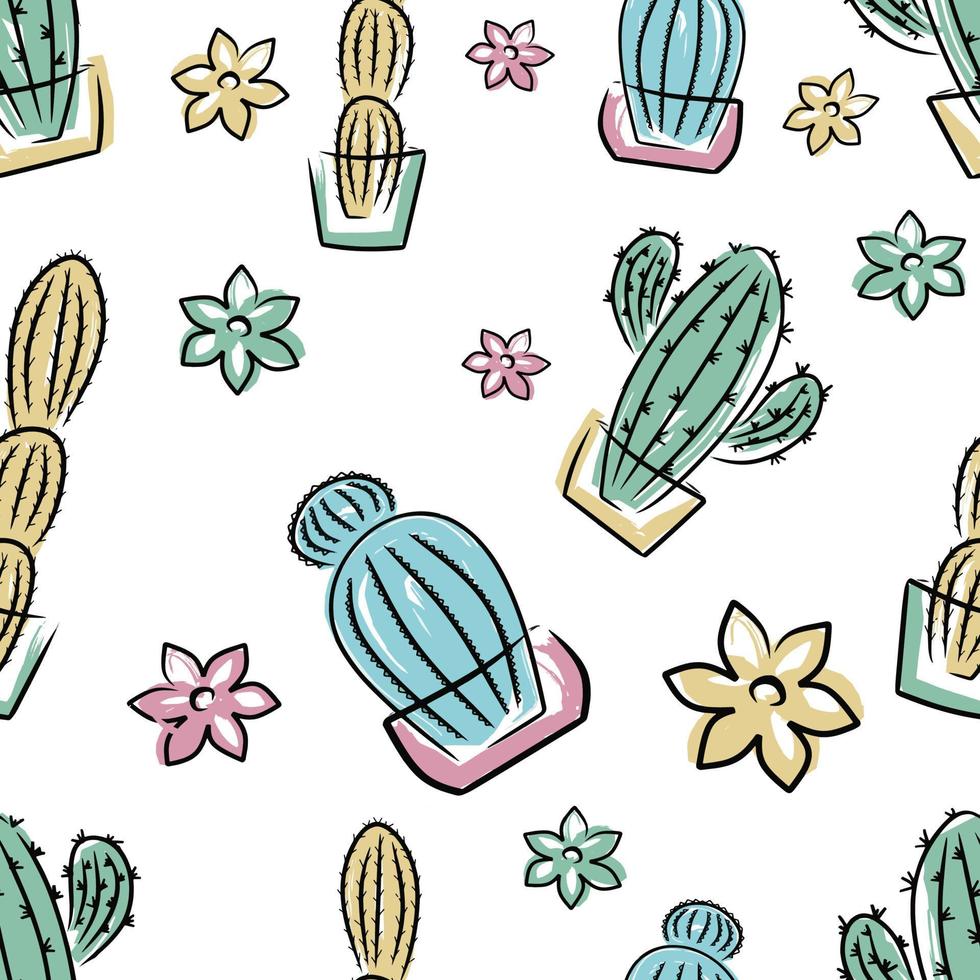 patrones sin fisuras con coloridos cactus vector