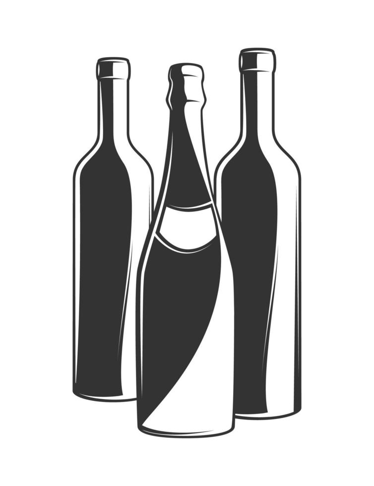 botellas antiguas para vino vector