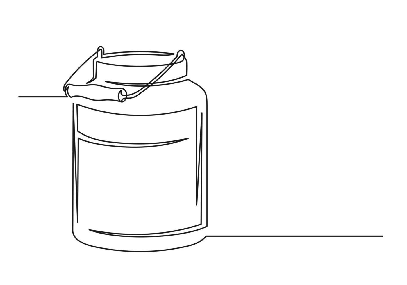 Continuous one line drawing of an vintage milk can vector