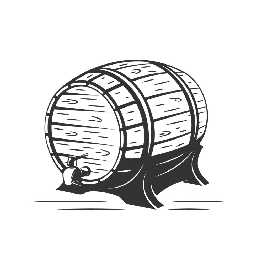Vintage wooden barrel vector