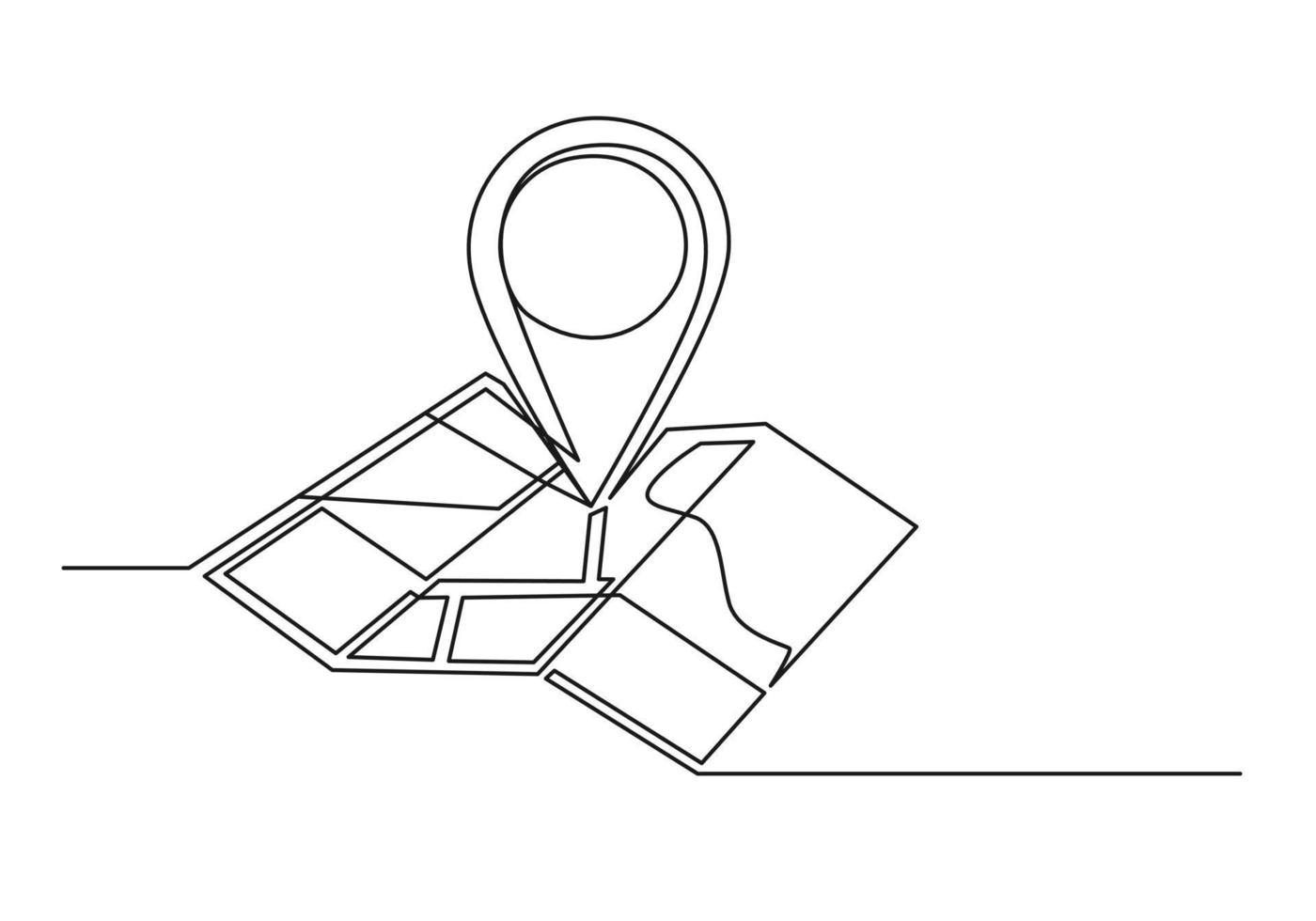 Continuous one line drawing of an map point vector