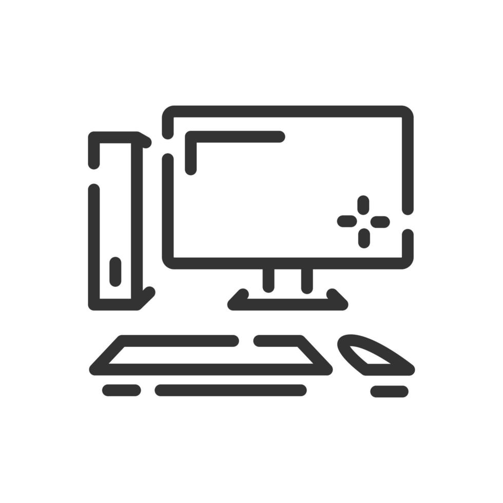 PC system icon in simple one line style vector