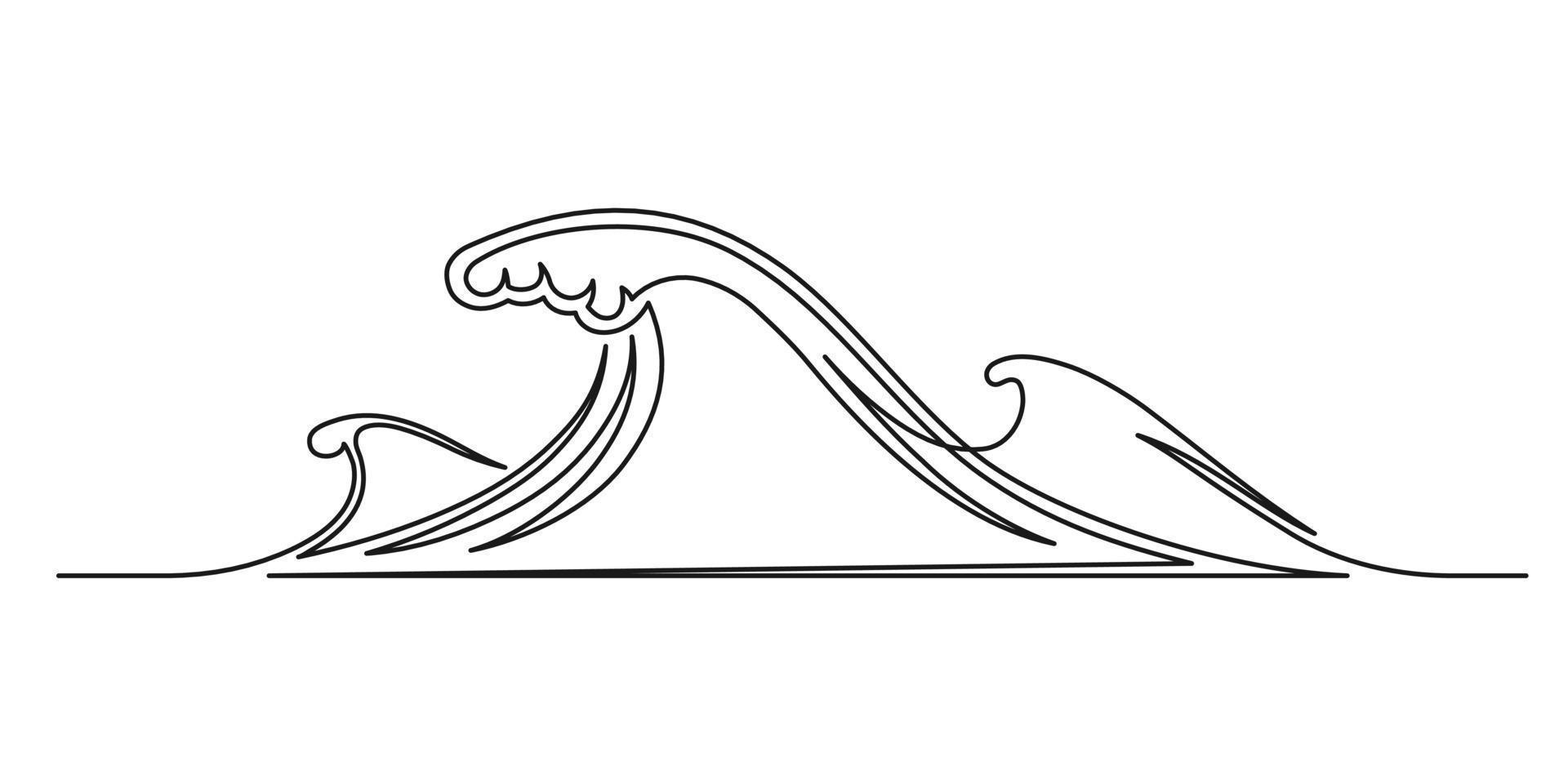 Continuous one line drawing of an vintage wave vector