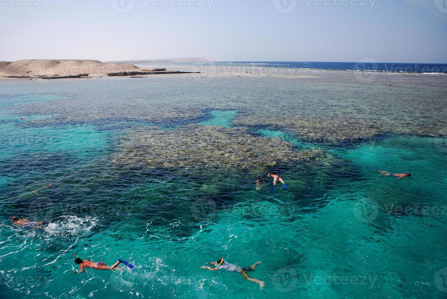 snorkeling in the clear water on vacation photo