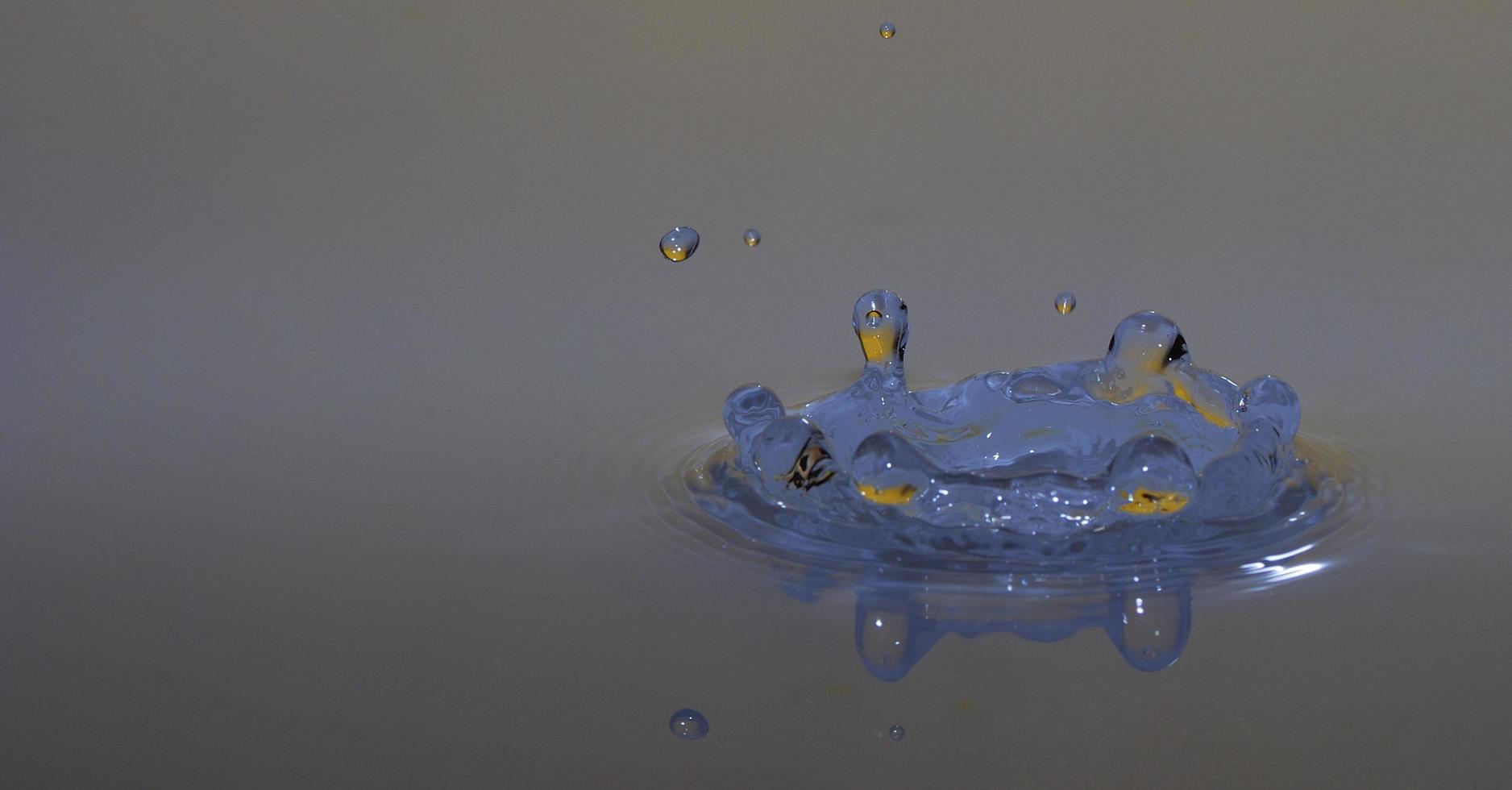 drops impacting blue orange panorama photo