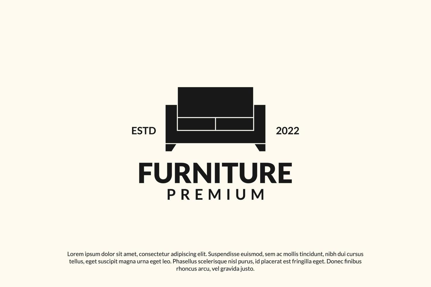 Minimalist sofa logo design, home decor vector design. Furniture design logotype