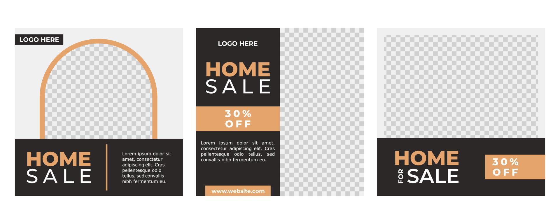 Set of real estate social media design vector