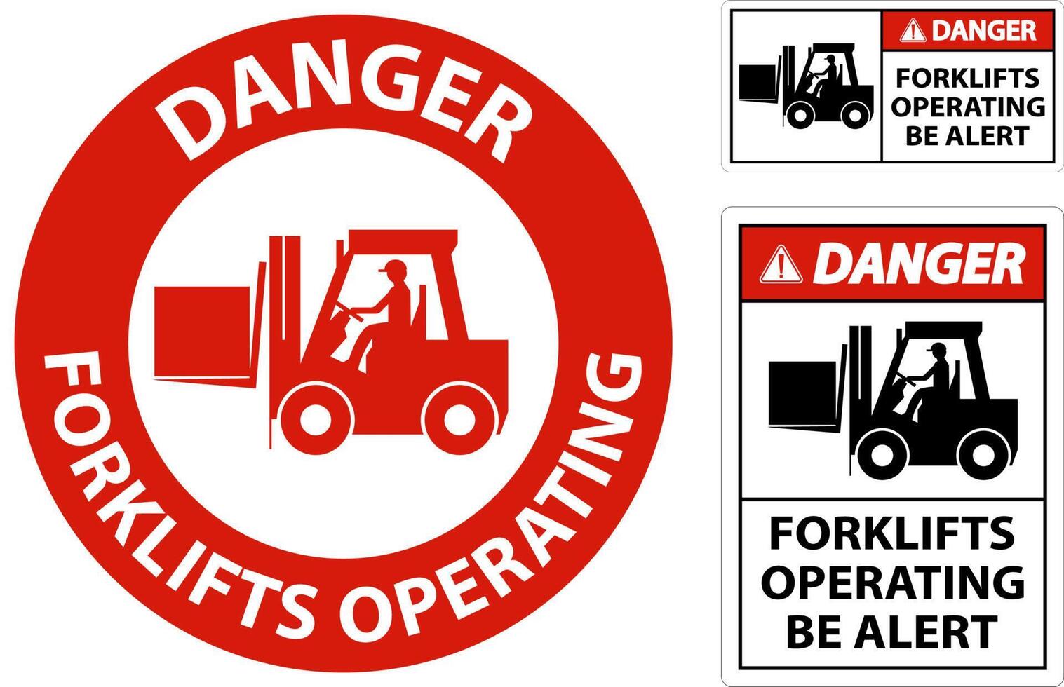 Danger 2-Way Forklifts Operating Sign On White Background vector
