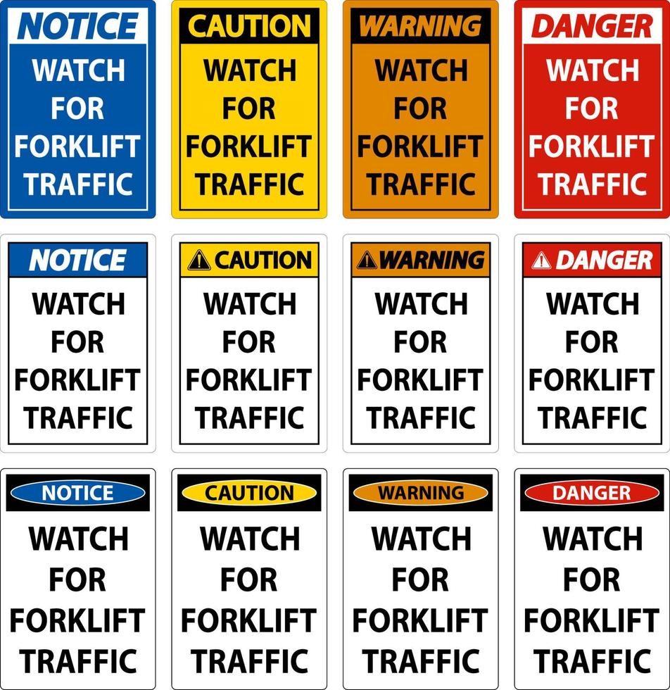 Caution Watch For Forklift Traffic Sign On White Background vector