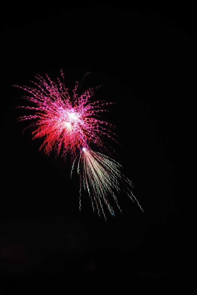 red green double fireworks for new years eve birthday photo