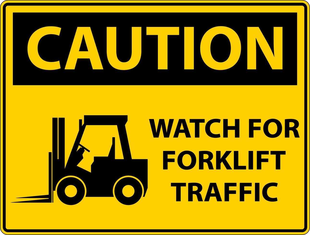 Caution 2-Way Watch For Forklift Traffic Sign On White Background vector