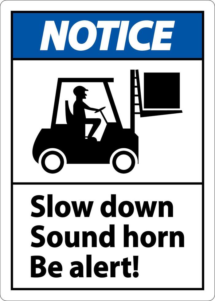 Notice 2-Way Slow Down Sound Horn Sign On White Background vector