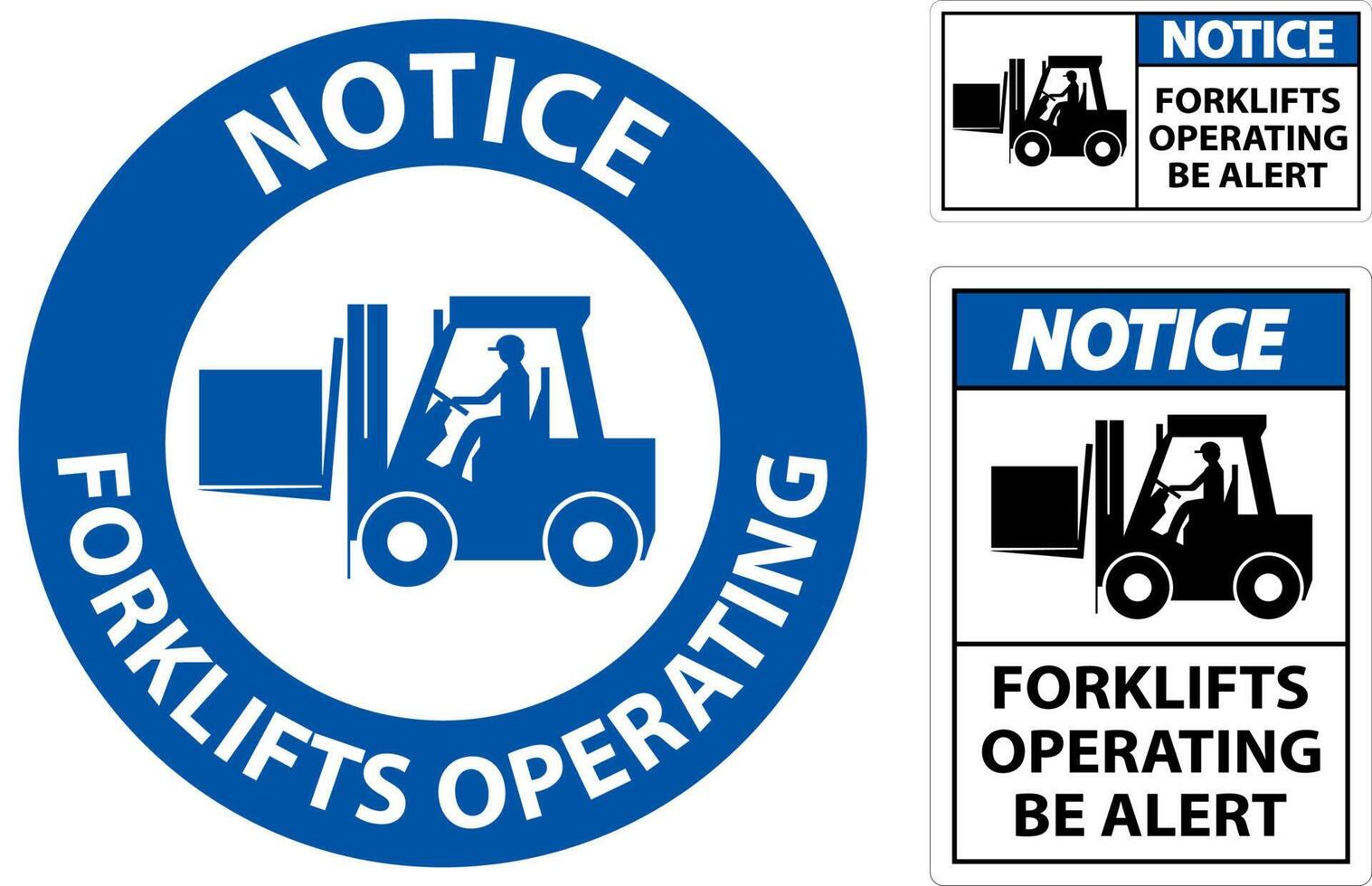 Notice 2-Way Forklifts Operating Sign On White Background vector