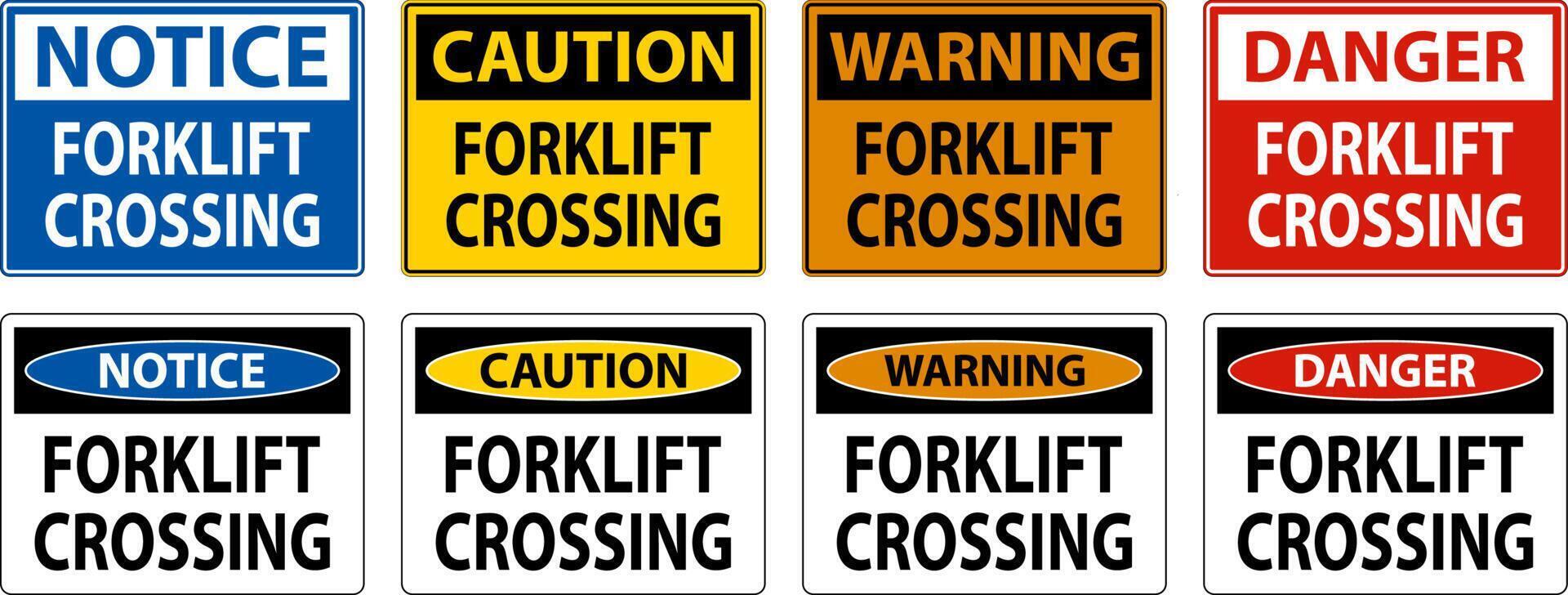 Slow Forklift Crossing Sign On White Background vector