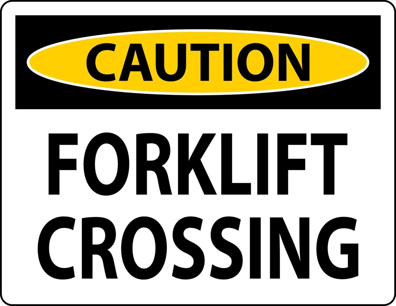 Caution Slow Forklift Crossing Sign On White Background vector