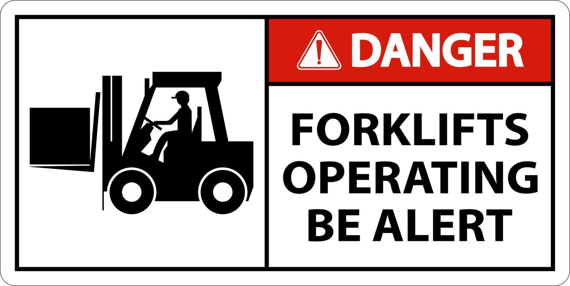 Danger 2-Way Forklifts Operating Sign On White Background vector