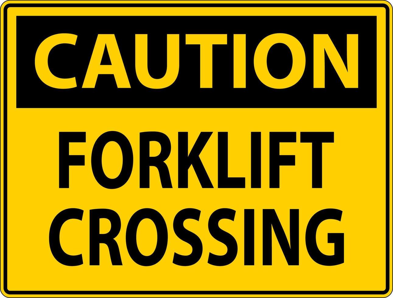 Caution Slow Forklift Crossing Sign On White Background vector
