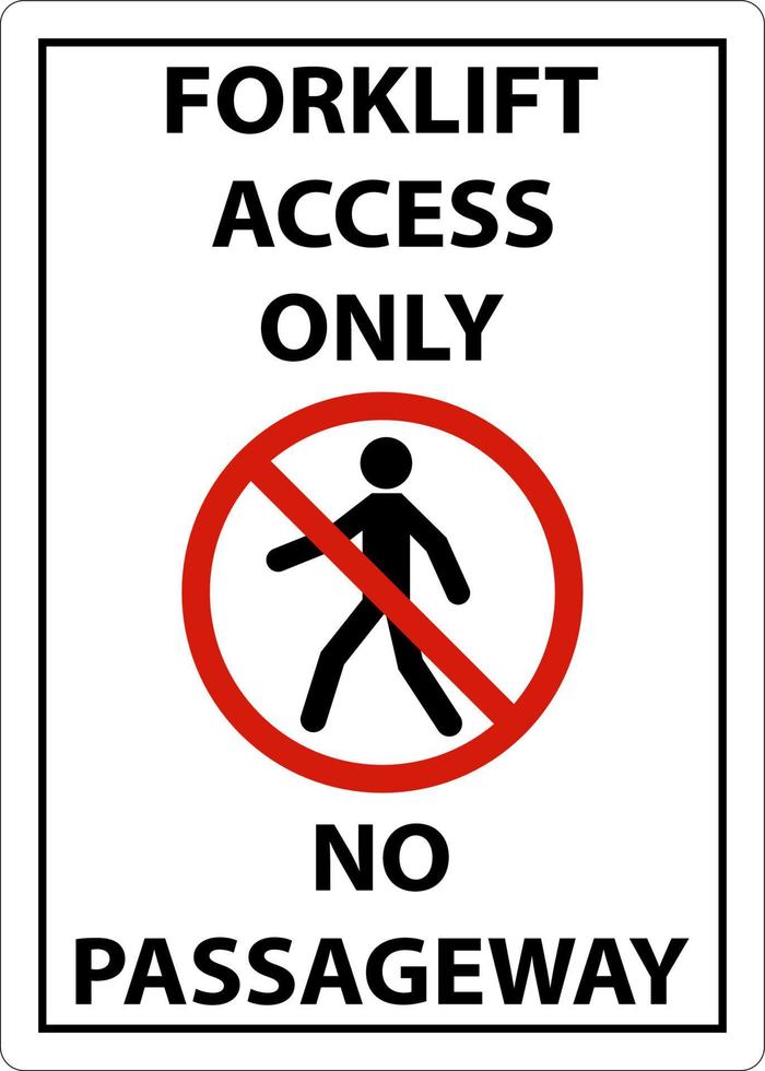 2-Way Forklift Access Only Sign On White Background vector