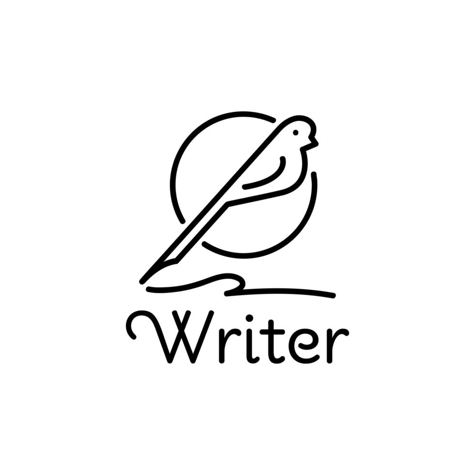 bird concept writer logo design vector