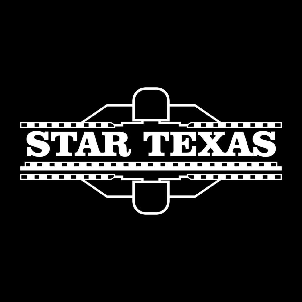 concepto de diseño de Texas en blanco y negro sobre fondo negro vector