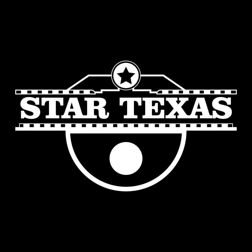 concepto de diseño de Texas en blanco y negro sobre fondo negro vector