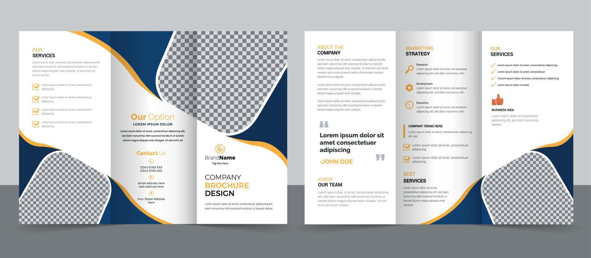 Trifold Brochure Design Template for Your Company, Corporate, Business, Advertising, Marketing, Agency, and Internet Business. vector