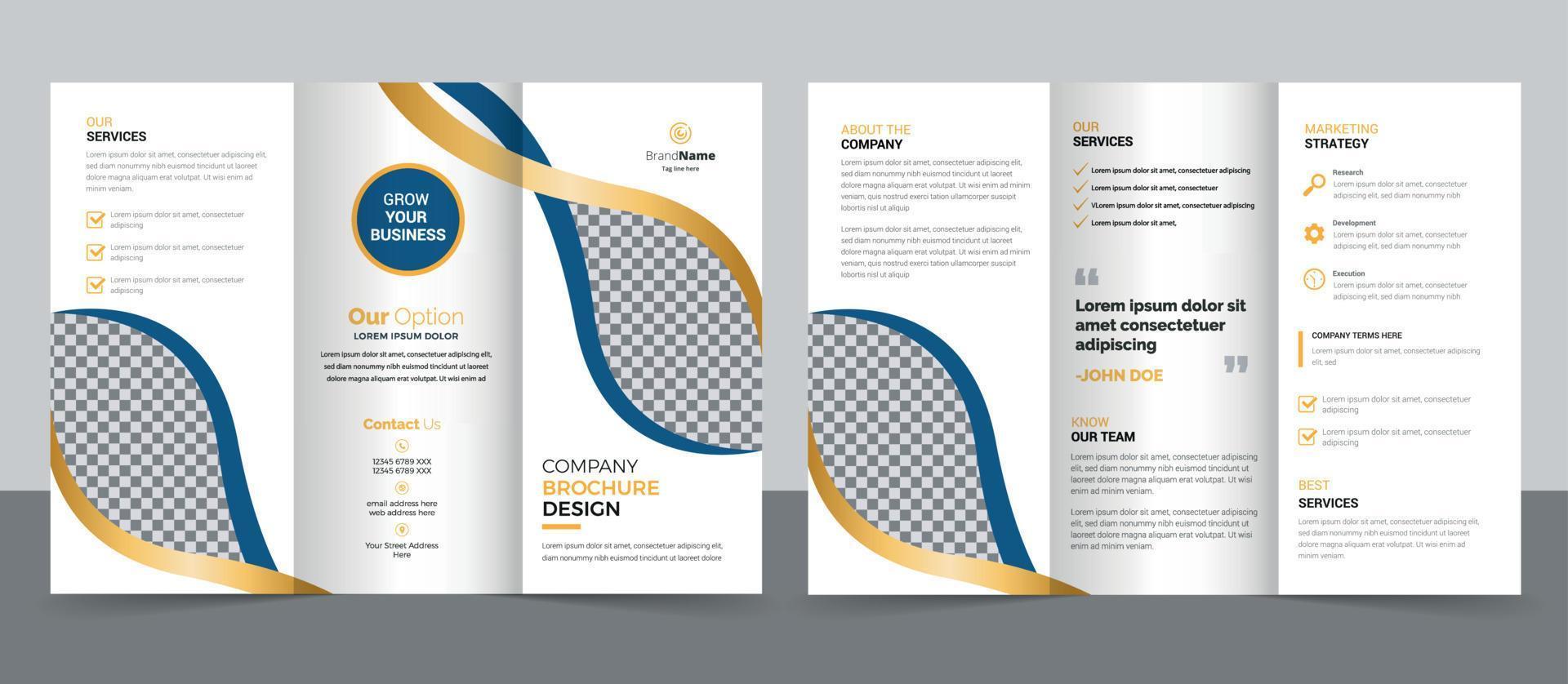 Trifold Brochure Design Template for Your Company, Corporate, Business, Advertising, Marketing, Agency, and Internet Business. vector