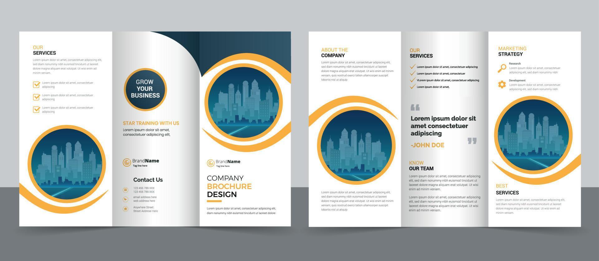 Trifold Brochure Design Template for Your Company, Corporate, Business, Advertising, Marketing, Agency, and Internet Business. vector