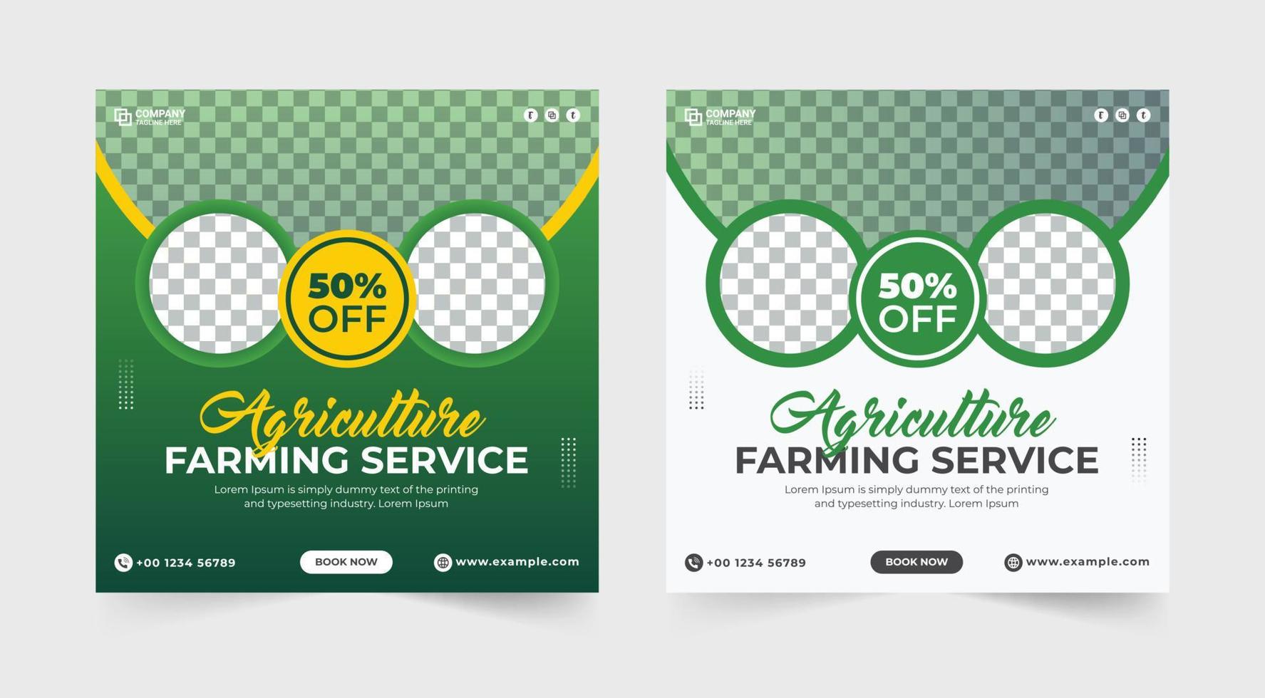 Agriculture farming service social media banner. Agro farm template. Farming service flyer. Lawn garden and farming service template. Gardening service banner. Organic farm template. vector