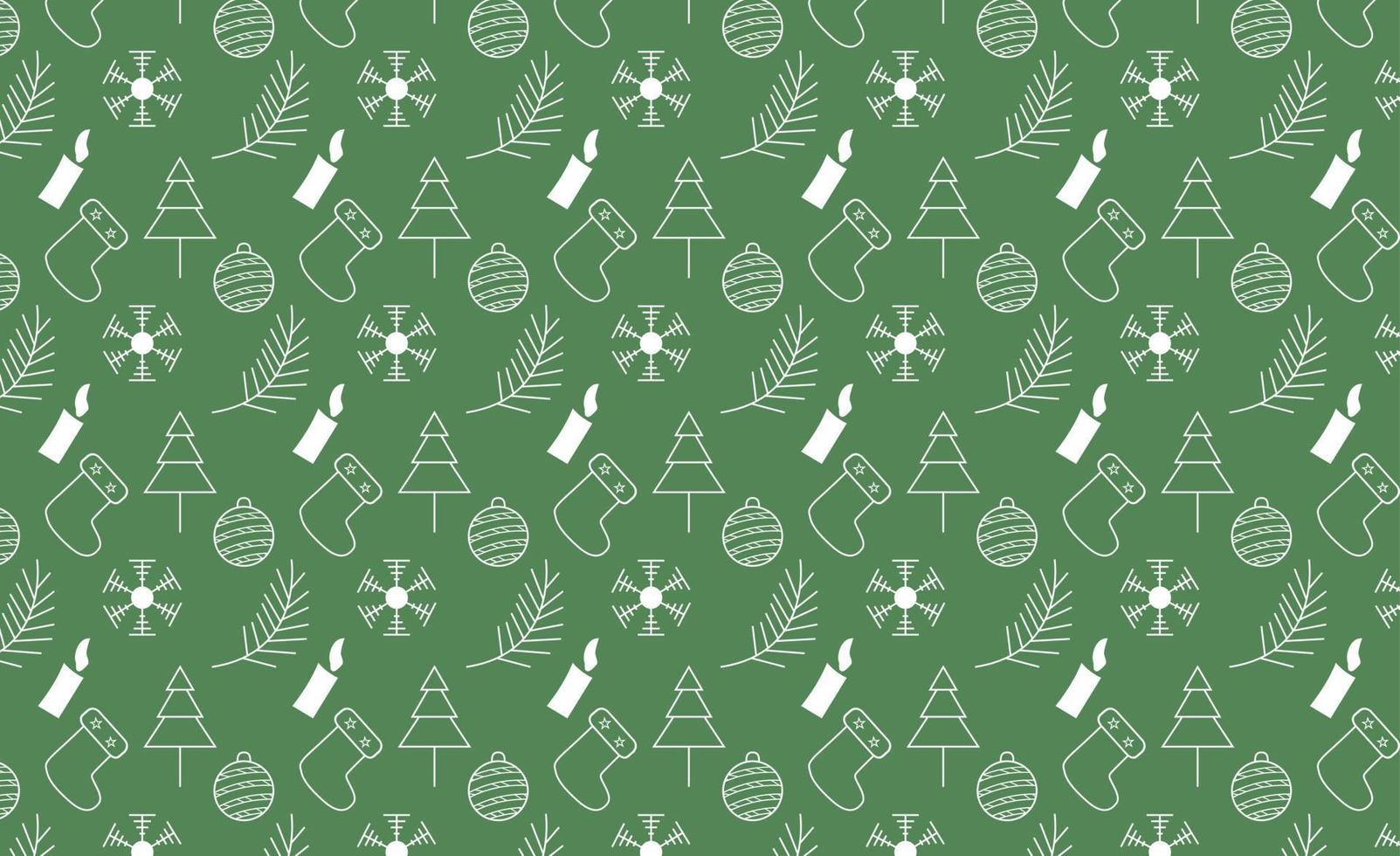 Christmas doodle style pattern, Green Christmas pattern vector