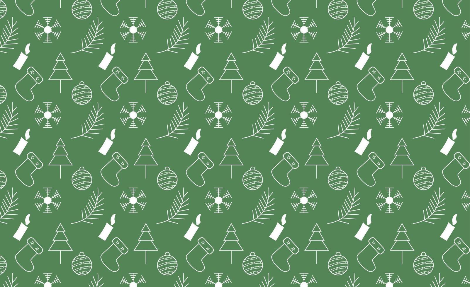 Christmas doodle style pattern, Green Christmas pattern vector