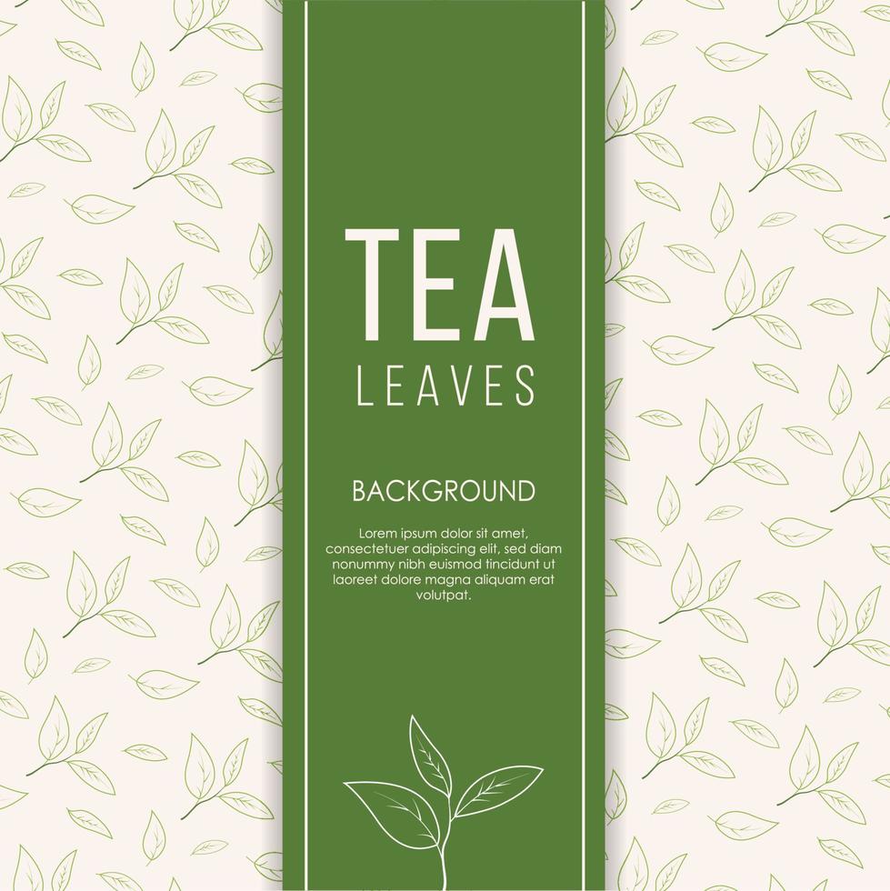 Tea leaves background in hand drawn style Vector. Design for packaging, drink menu, aromatherapy and tea products. With place for text. vector
