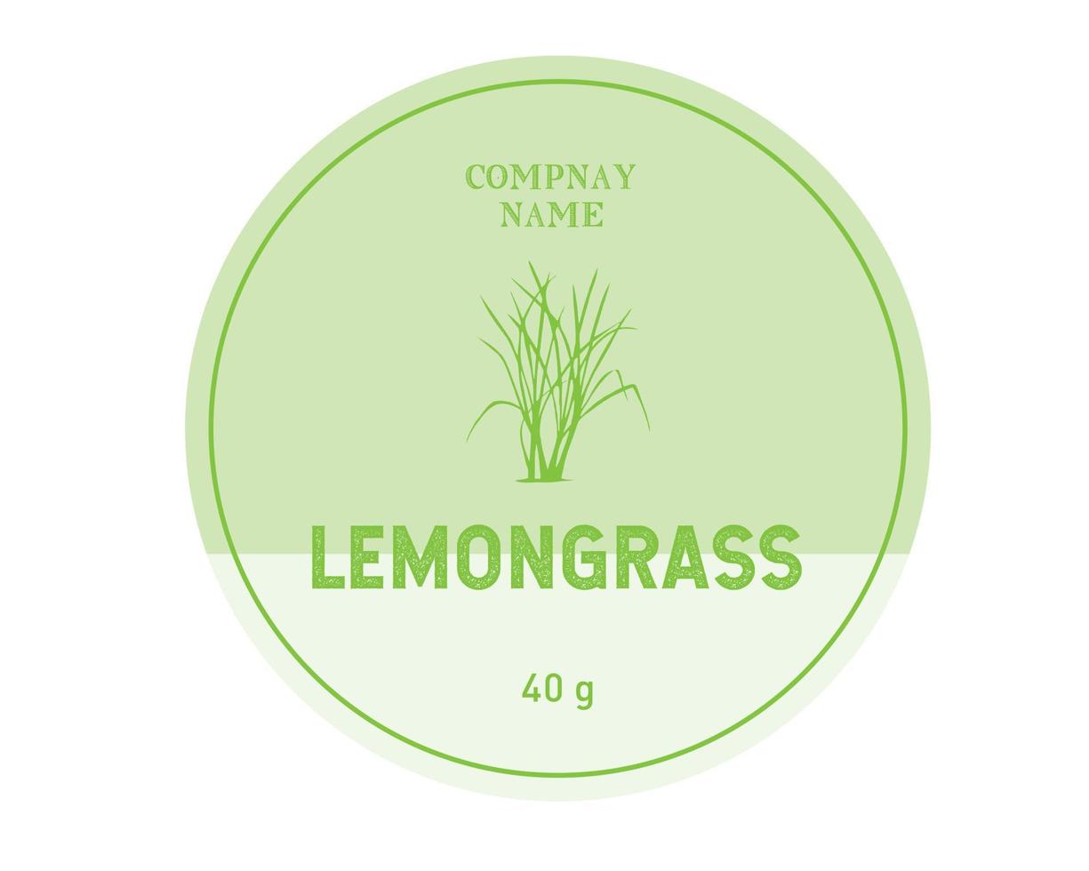 Lemongrass round label design, Lemongrass oil labels. Screen care and cosmetic packaging label design. Element for packaging design vector