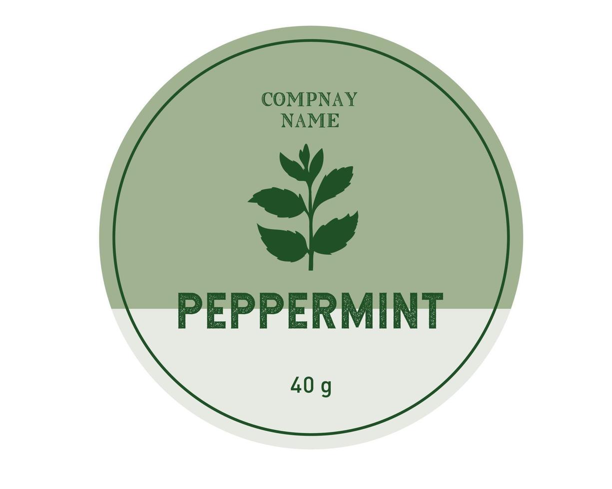 Peppermint round label design, Peppermint oil label. Screen care and cosmetic packaging label design. Element for packaging design vector