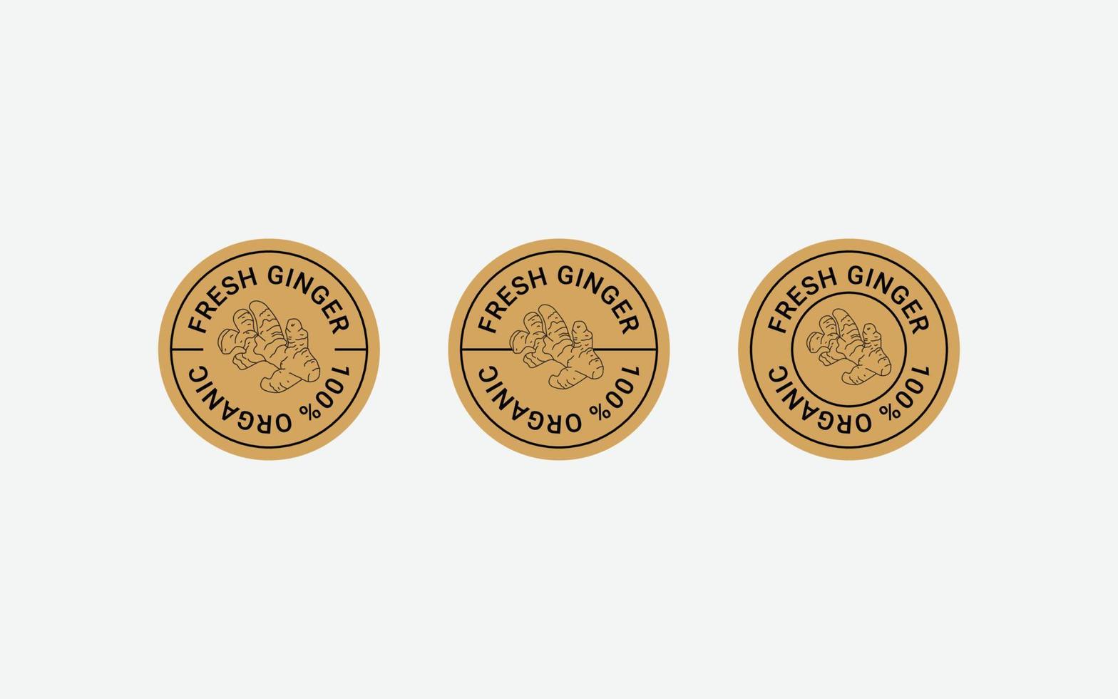 Ginger stamp badge label design set. Circle form Ginger templates. Element for design, advertising, packaging of Ginger products vector