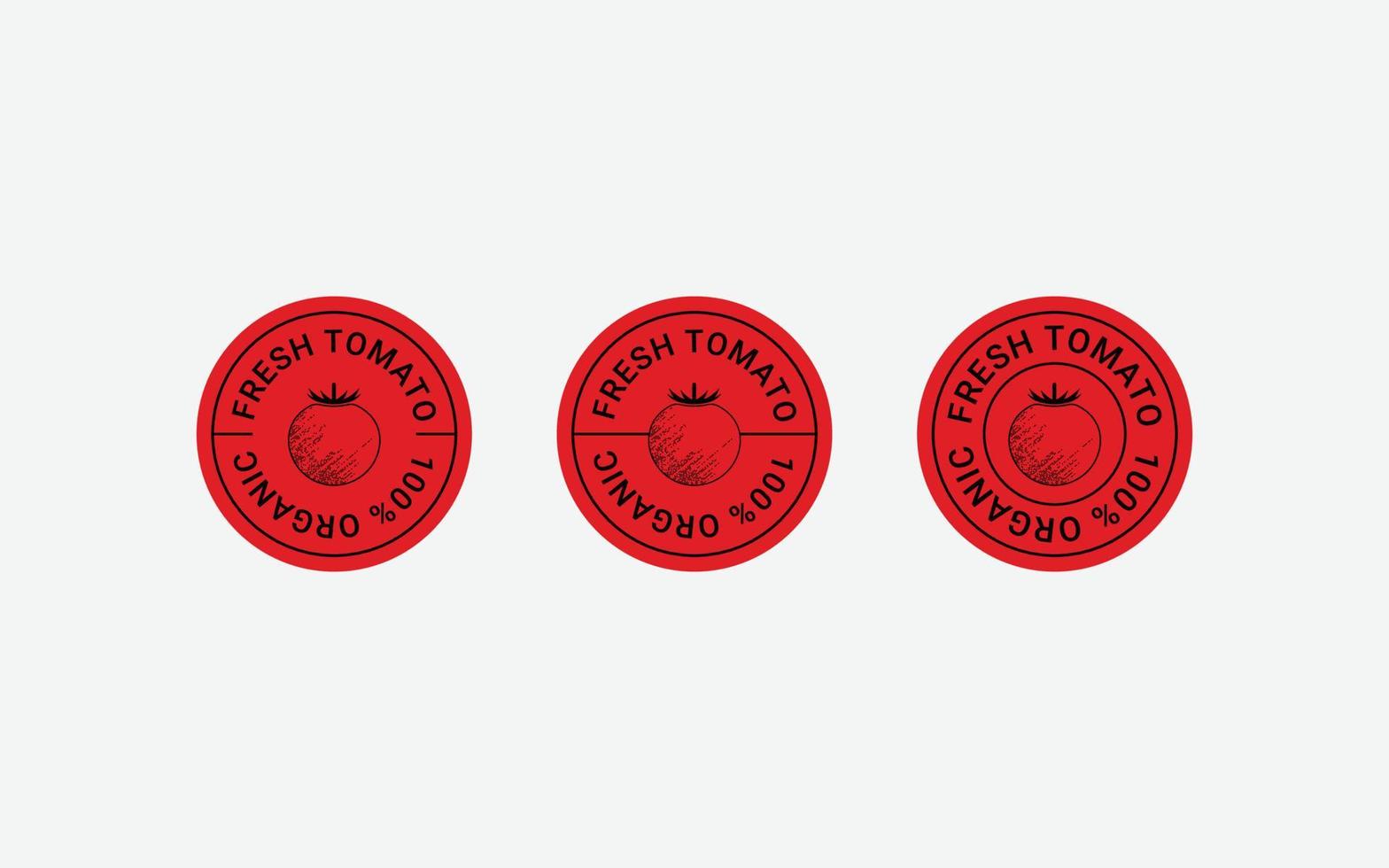 conjunto de diseño de sello de tomate. plantillas de formulario de círculo para sello de insignia de tomate. elemento de diseño, publicidad, envasado de productos de té vector