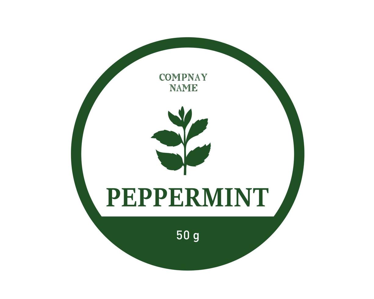 Peppermint round label design, Peppermint oil labels. Screen care and cosmetic packaging label design. Element for packaging design vector