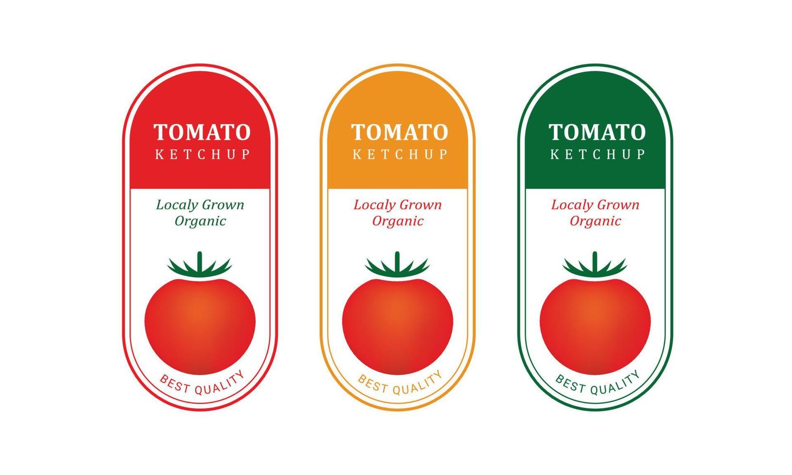 diseño de etiquetas de tomate, plantilla de diseño de etiquetas de tomate, 3 etiquetas de tomate en fondo blanco ilustración vectorial realista vector